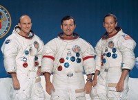 De bemanning van Apollo 16, Mattingly, Young, Duke / Bron: NASA, Wikimedia Commons (Publiek domein)