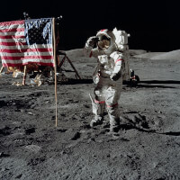De eerste maanlanding. / Bron: NASA  Harrison H. Schmitt, Wikimedia Commons (Publiek domein)