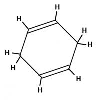 Structuurformule van cyclohexa-1,4-dieen