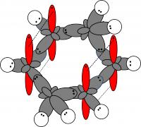 Orbitaalmodel van cyclohexa-1,4-dieen