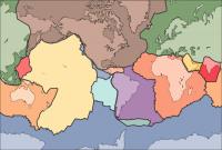 De zes grote tektonische platen / Bron: Publiek domein, Wikimedia Commons (PD)
