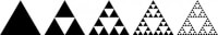 Vijf iteraties van de driehoek van Sierpinski / Bron: Publiek domein, Wikimedia Commons (PD)