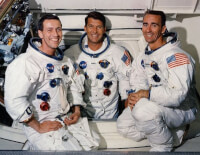 De bemanning van Apollo 7: Eiseley, Schirra, Cunningham / Bron: Publiek domein, Wikimedia Commons (PD)