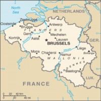 <I>Overzichtskaart van België met de belangrijkste steden en geografische gebieden.</I> / Bron: United States Central Intelligence Agency, Wikimedia Commons (Publiek domein)