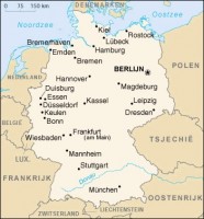 <I>Overzichtskaart van Duitsland met de belangrijkste steden</I> / Bron: CIA, Wikimedia Commons (Publiek domein)