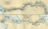 Negentiende eeuwse plannen van het Panama- en Nicaraguakanaal. / Bron: Publiek domein, Wikimedia Commons (PD)