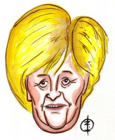 Spotprent huidige Bondskanselier Angela Merkel / Bron: Strassengalerie.at, Wikimedia Commons (CC BY-3.0)